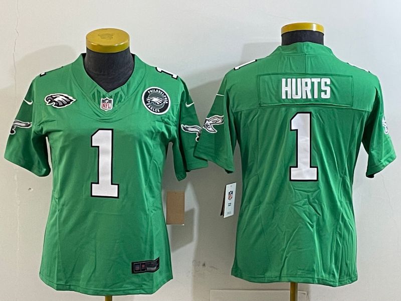 Youth Philadelphia Eagles 1 Hurts Green three generations 2025 Nike Vapor Limited NFL Jersey style 5